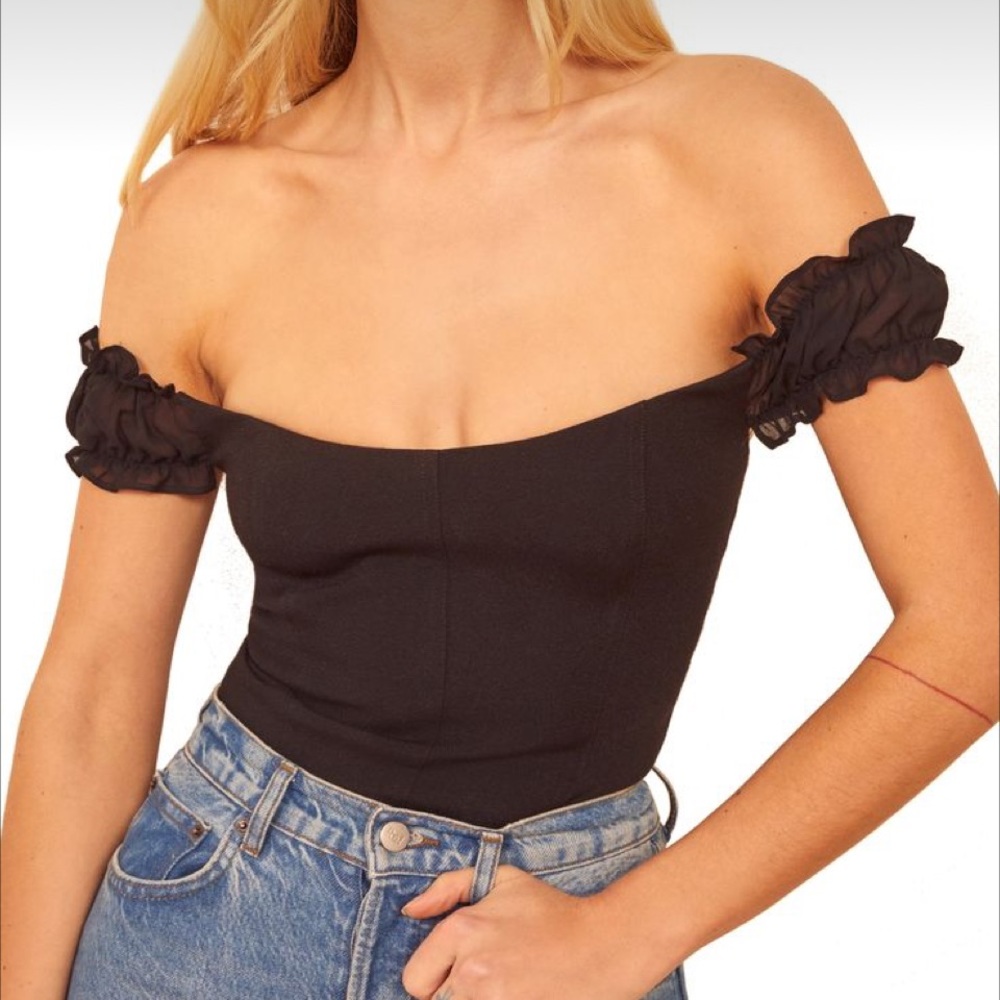 Reformation Black Off-Shoulder Blouse